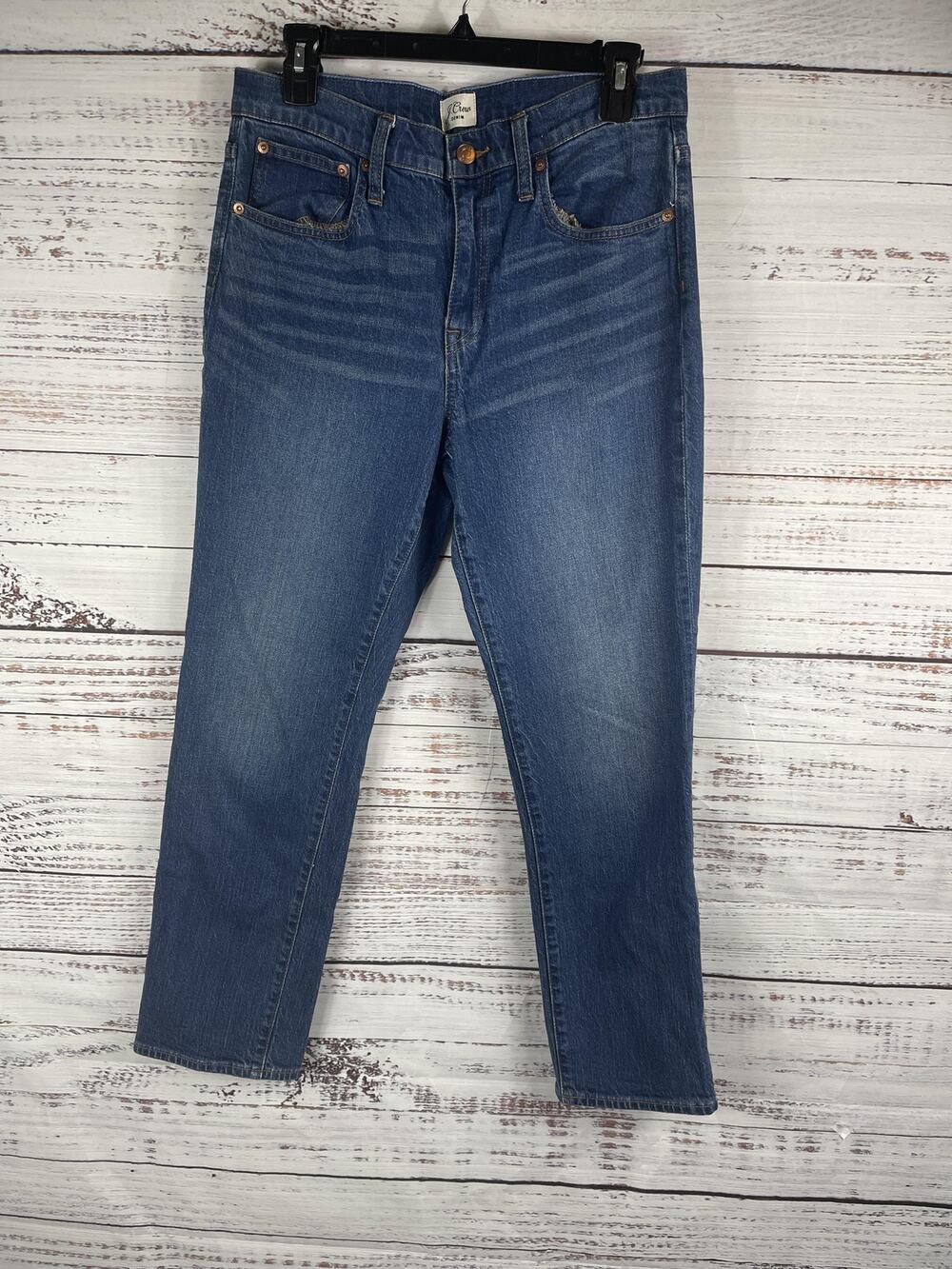 J Crew Jeans Women's 28 Blue Slim Boyfriend Denim Reimagined High Rise Crop